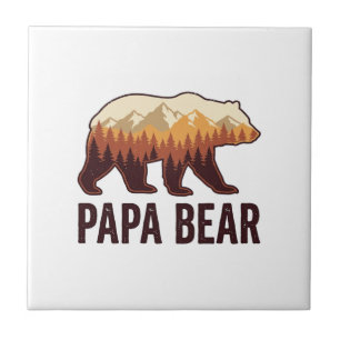 Papa Beer Beer Silhouet Vintage Forest T-Shirt_1 Tegeltje