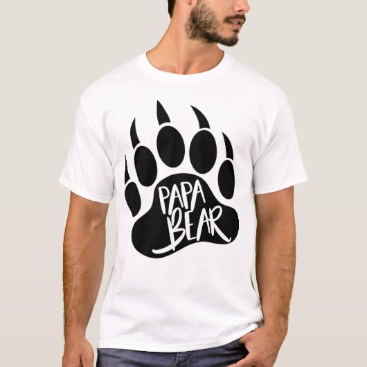 Papa-Beer - Beren plakken afdrukken T-shirt (Voorkant)