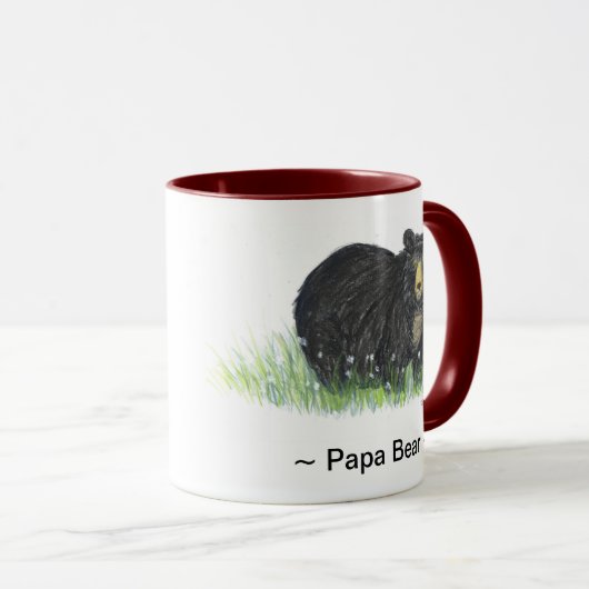 ~Papa Beer ~ Black Beer maroon trim mok (Voorkant rechts)