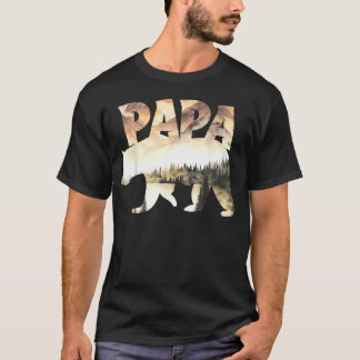 Papa Beer Bos Meer Berg Scène Buiten T-shirt