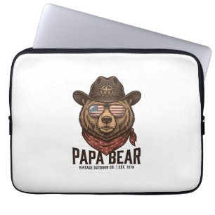 Papa Beer Cowboy Beer Patriottische Vintage Vector Laptop Sleeve