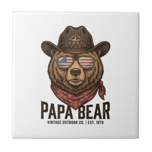 Papa Beer Cowboy Beer Patriottische Vintage Vector Tegeltje