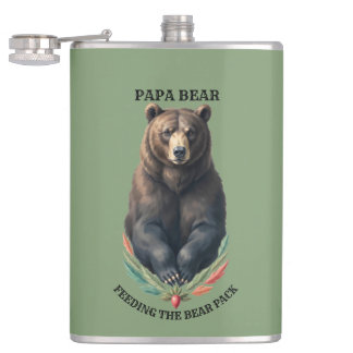 Papa Beer Custom RVS Hip Flask Heupfles