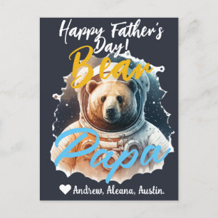 Papa Beer Eenvoudig chic Namen Astronaut vakantiek Feestdagenkaart