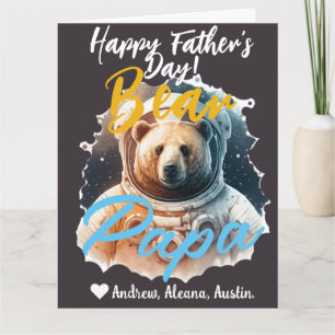 Papa Beer Eenvoudige chic Namen Astronaut vakantie Kaart