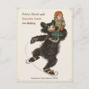 Papa Beer & Golden Hair skating CC0715 Fairytale Briefkaart