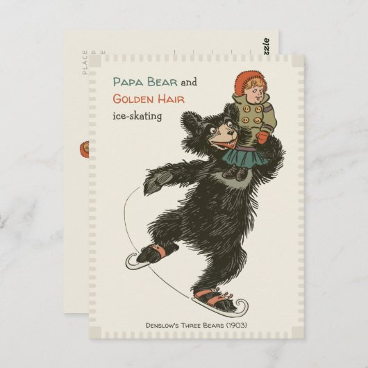 Papa Beer & Golden Hair skating CC0715 Fairytale Briefkaart (Voorkant / Achterkant)