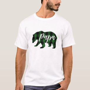 Papa Beer Green Plaid Script T-shirt