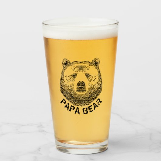 Papa-Beer, handtekening illustratie Glas (Voorkant gevuld)