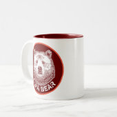 Papa-Beer, handtekening illustratie Tweekleurige Koffiemok (Voorkant links)