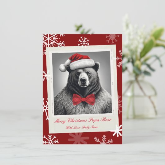 Papa Beer Kerst Kaart (Staand voorkant)
