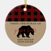 Papa Beer ornament eerste kerstvader met foto (Voorkant)