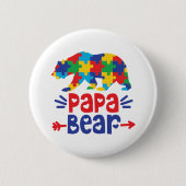 Papa Beer | Papa voor autisme Ronde Button 5,7 Cm (Voorkant)