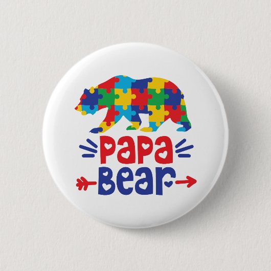 Papa Beer | Papa voor autisme Ronde Button 5,7 Cm (Voorkant)