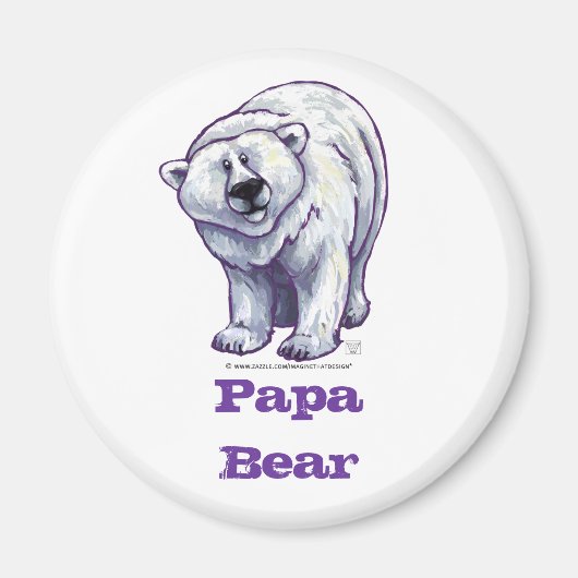 Papa Beer Polar Beer Round Magnet (Voorkant)