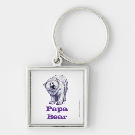 Papa Beer Polar Beer Square Sleutelhanger (Voorkant)