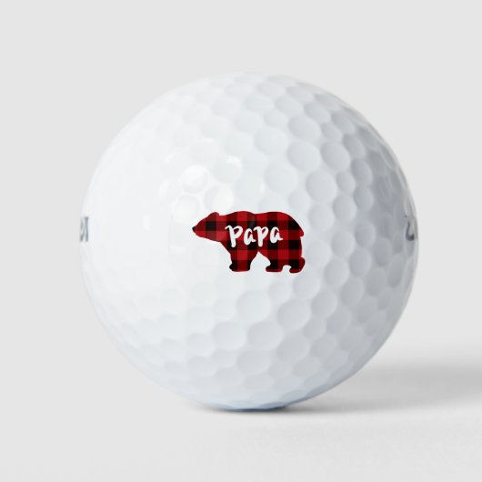 Papa Beer - Rood en zwart buffelplaid Golfballen (Voorkant)