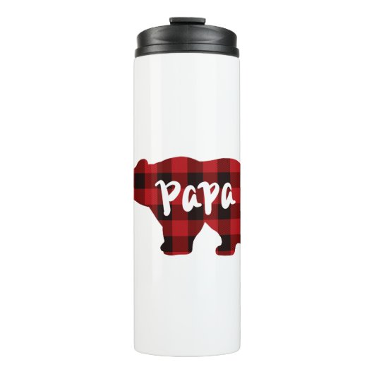 Papa-Beer - Rood en zwart gebuffel Thermosbeker (Voorkant)
