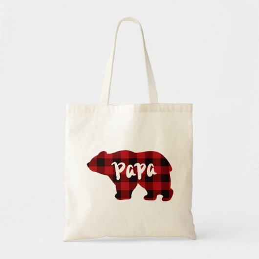 Papa-Beer - Rood en zwart gebuffel Tote Bag (Voorkant)