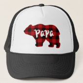 Papa-Beer - Rood en zwart gebuffel Trucker Pet (Voorkant)
