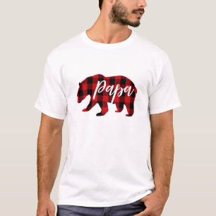 Papa Beer Rood Plaid   Script T-shirt
