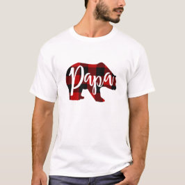 Papa Beer Rustic Rood Buffalo Geruite Familie T-shirt