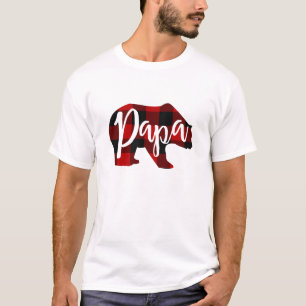 Papa Beer Rustic Rood Buffalo Geruite Familie T-shirt