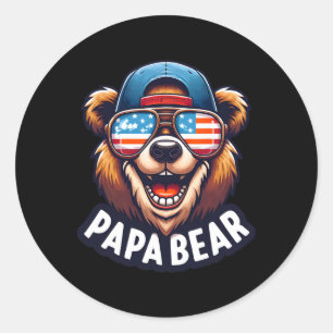 Papa Beer Shirt Vaderdag Gift Amerikaanse vlag Ronde Sticker