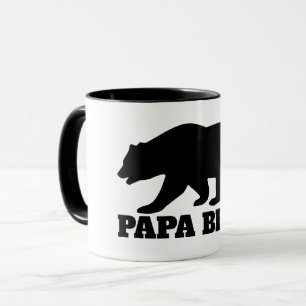 Papa beer silhouette koffie mok met zwarte hendel