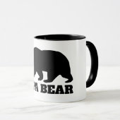 Papa beer silhouette koffie mok met zwarte hendel (Voorkant rechts)