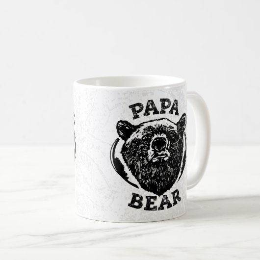 "Papa Beer"  Stijl zwart Beer Papa Mok (Voorkant rechts)