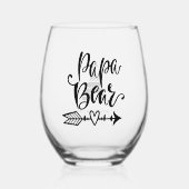 Papa Beer Tribal Calligrafie gepersonaliseerd Wijnglas Zonder Voet (Voorkant)