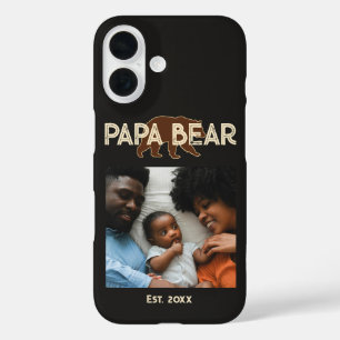 Papa Beer Vader Jaar Oprichting Foto Zwart iPhone 16 Hoesje