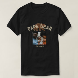 Papa Beer Vader Jaar Oprichting Foto Zwart T-shirt