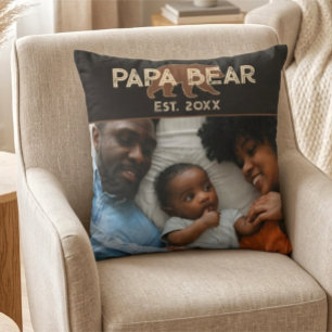 Papa Beer Vader Oprichtingsjaar Foto Zwart Kussen