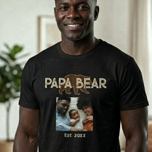 Papa Beer Vader Oprichtingsjaar Foto Zwart T-shirt