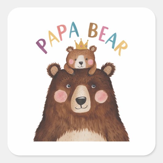 Papa Beer Vierkante Sticker (Voorkant)