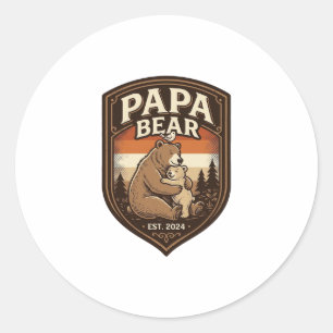Papa Beer Vintage Gravure Beer Shirt Ontwerp_1 Ronde Sticker