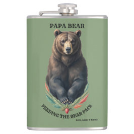 Papa Beer Voert de Roedel Folk Art Fles Cadeau Heupfles
