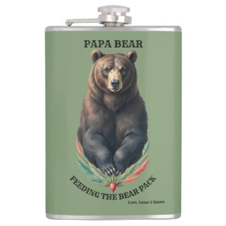 Papa Beer Voert de Roedel Folk Art Fles Cadeau Heupfles