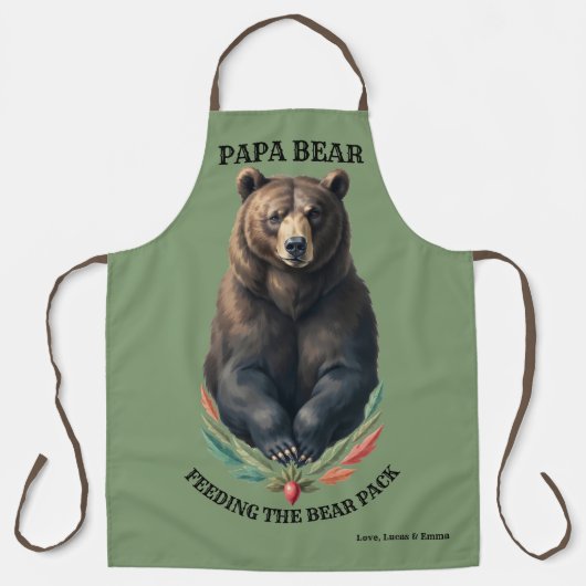 Papa Beer Voert de Roedel Grilling BBQ Schort (Voorkant)