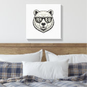 Papa Beer Zonnebril Beer Hoofd Vector Design_1 Canvas Afdruk (Insitu (Slaapkamer))