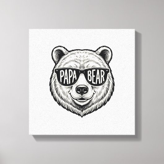 Papa Beer Zonnebril Beer Hoofd Vector Design_1 Canvas Afdruk (Voorkant)