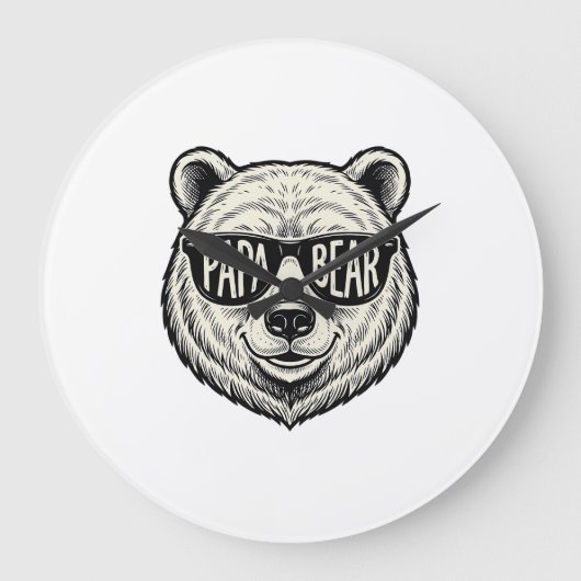 Papa Beer Zonnebril Beer Hoofd Vector Design_1 Grote Klok (Voorkant)
