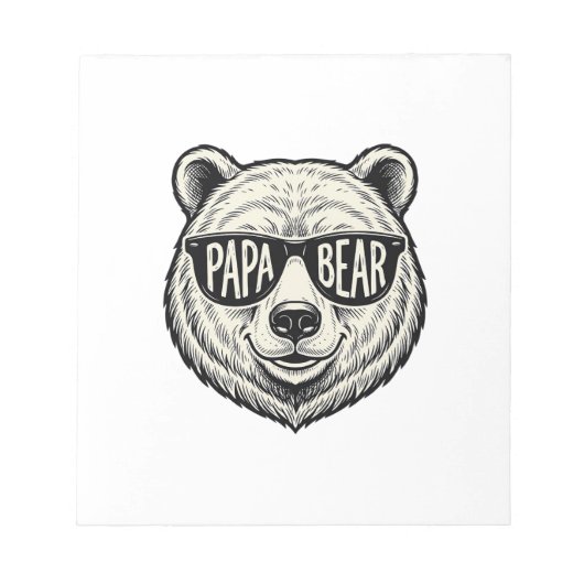 Papa Beer Zonnebril Beer Hoofd Vector Design_1 Notitieblok (Voorkant)