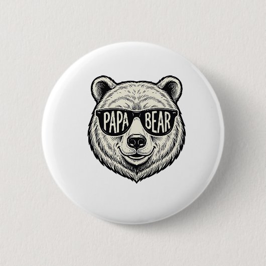 Papa Beer Zonnebril Beer Hoofd Vector Design_1 Ronde Button 5,7 Cm (Voorkant)