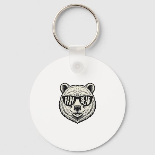 Papa Beer Zonnebril Beer Hoofd Vector Design_1 Sleutelhanger (Voorkant)
