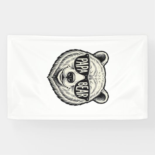 Papa Beer Zonnebril Beer Hoofd Vector Design_1 Spandoek (Horizontaal)