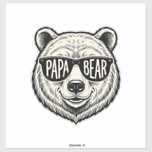 Papa Beer Zonnebril Beer Hoofd Vector Design_1 Sticker (Vel)