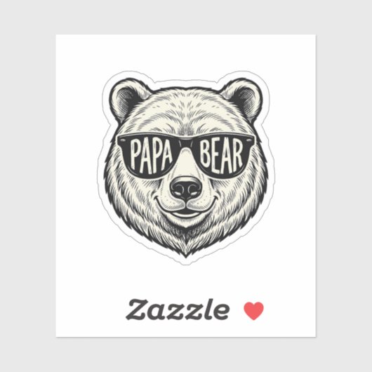 Papa Beer Zonnebril Beer Hoofd Vector Design_1 Sticker (Vel)